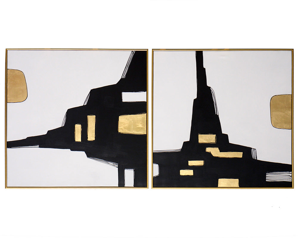 Picture of City Life (Set of 2) - 48" x 48" - Gold Floater Frame