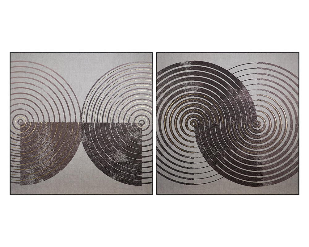 Picture of Vinyl Dreams (Set of 2) - 48" x 48" - Distressed Brown Floater Frame