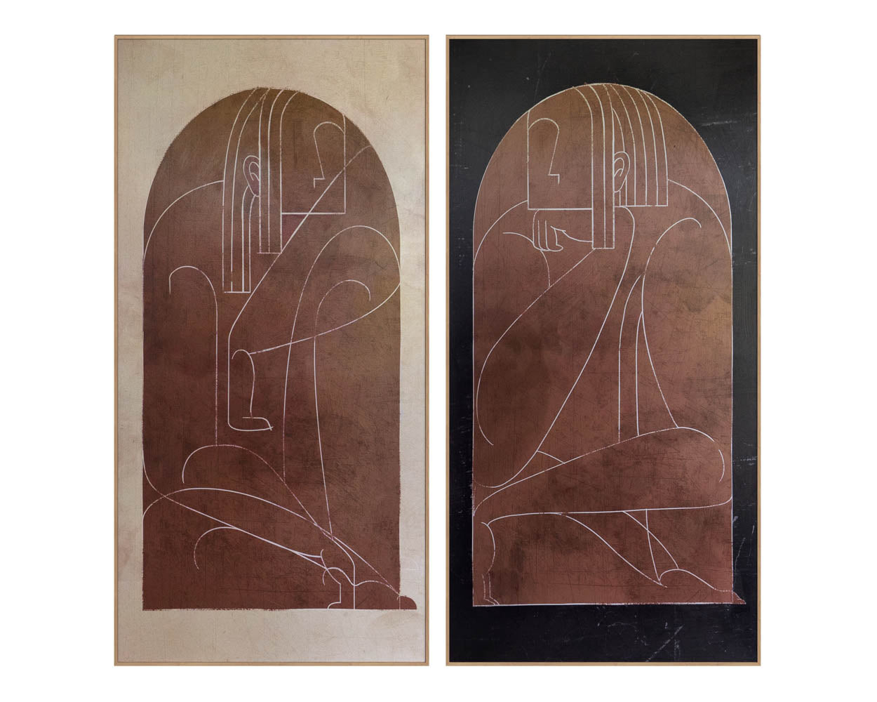 Picture of Two Stories (Set of 2) - 36" x 72" - Natural Floater Frame