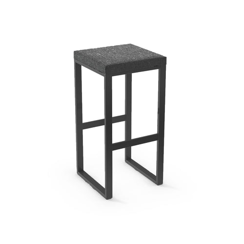 Black modern fabric counter stool with black powder coat legs