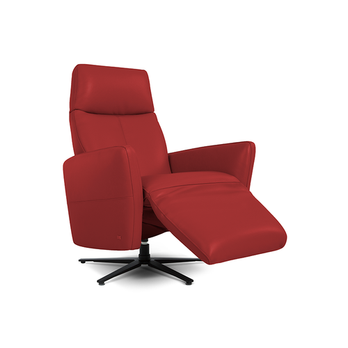 modern red top grain leather power reclining TV Chair with black star base