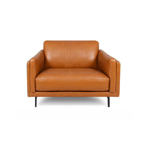 modern sierra saddle brown leather arm chair 