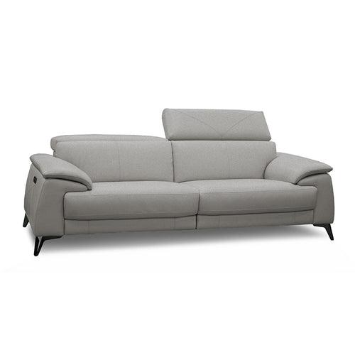 platinum grey modern fabric reclining sectional with USB port