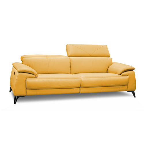 modern sunflower yellow leather sofa with adjustable headrests