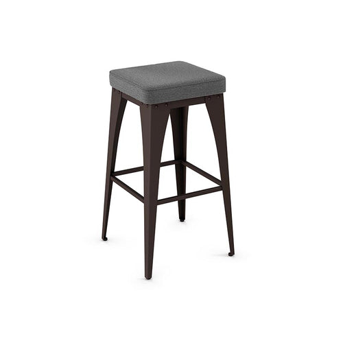 modern industrial rustic backless stool with upholstered seat