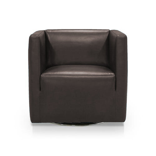 cocoa brown modern leather swivel arm chair