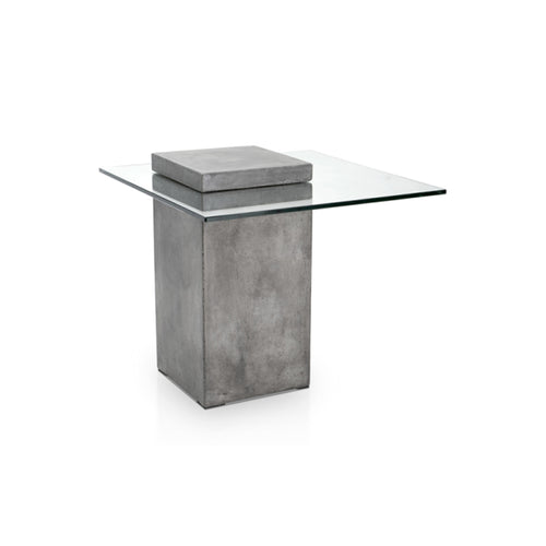 modern glass end table with concrete base
