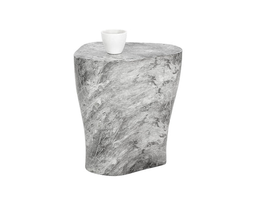 Dali Large End Table - Marble Look - Grey