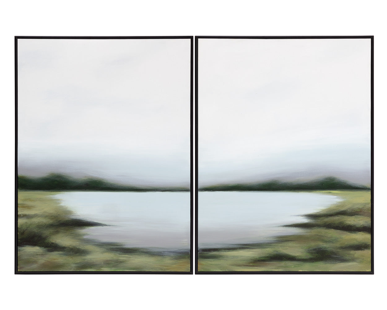 Picture of Lakeside Views (Set of 2) - 36" x 48" - Black Floater Frame