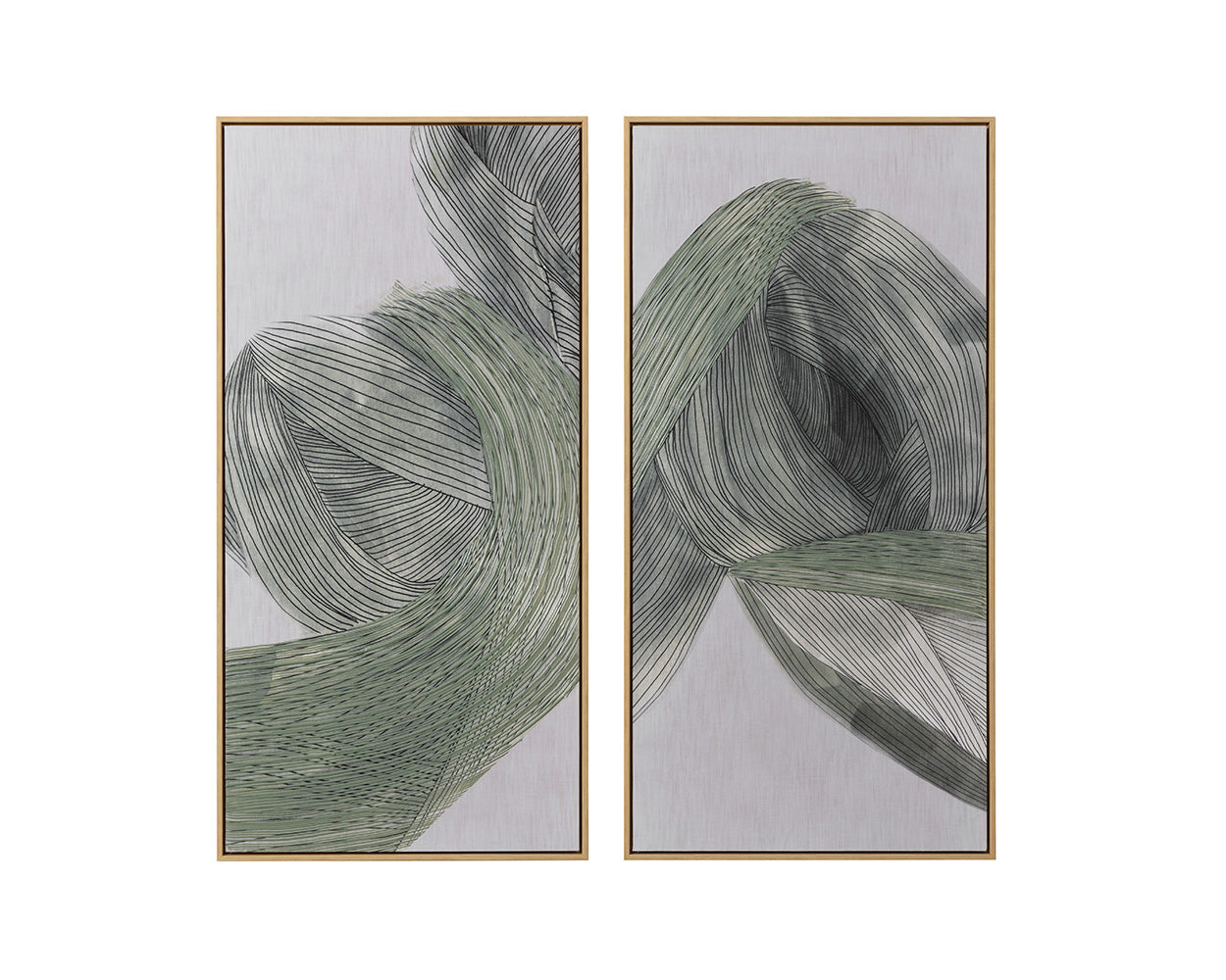 Picture of Bloom and Flow (Set of 2) - 30" x 60" - Natural Floater Frame