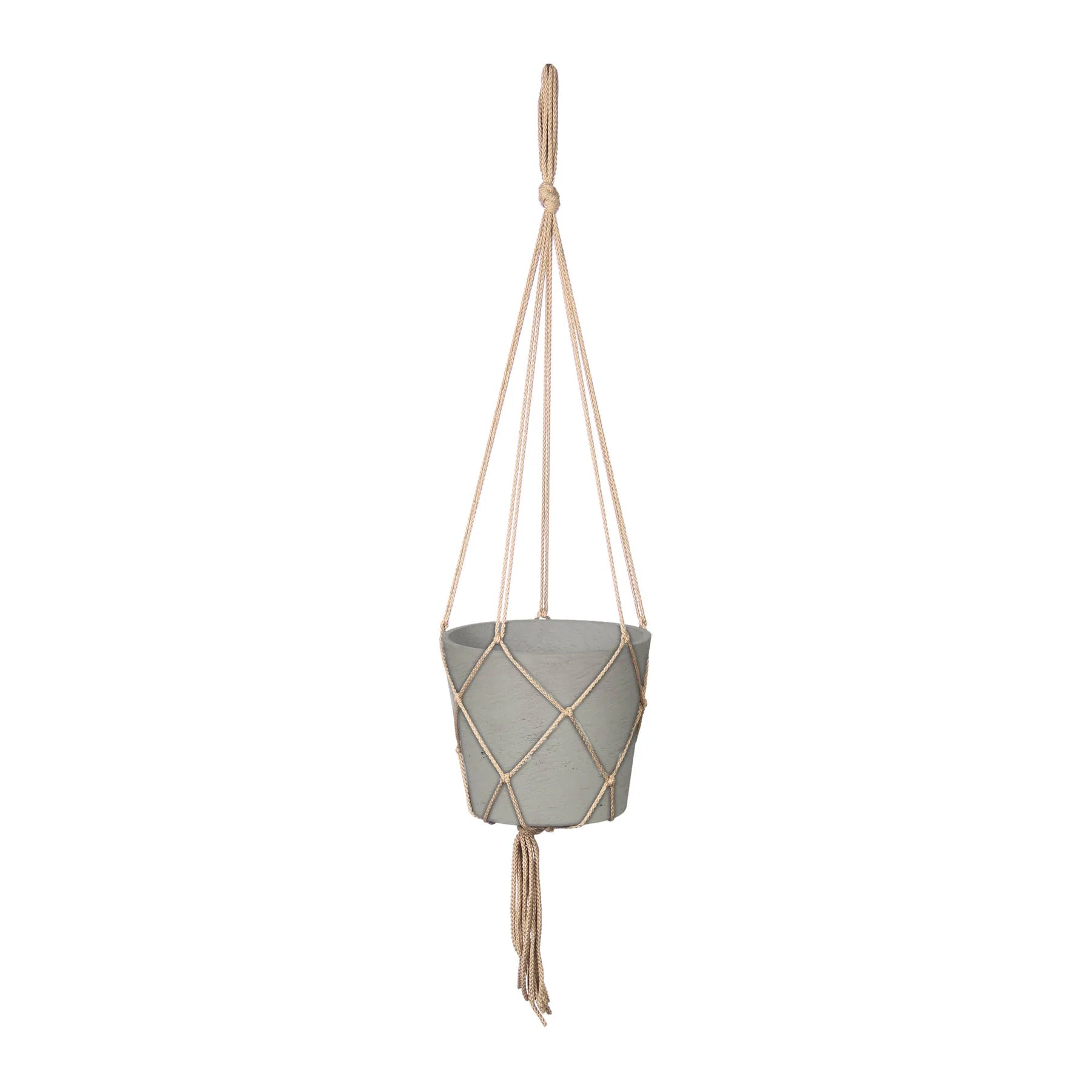 Picture of Craft Medium Hanging Pot With Netting - Cement Grey