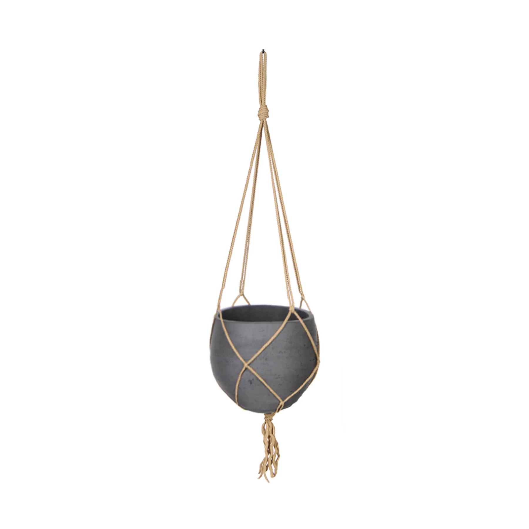 Picture of Craft Small Hanging Pot With Netting - Charcoal Grey
