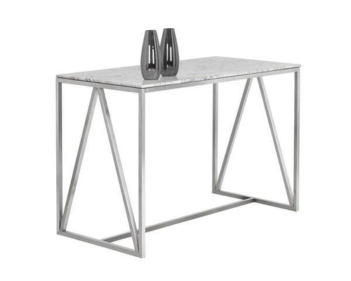Abel Counter Table - Stainless Steel with White Marble