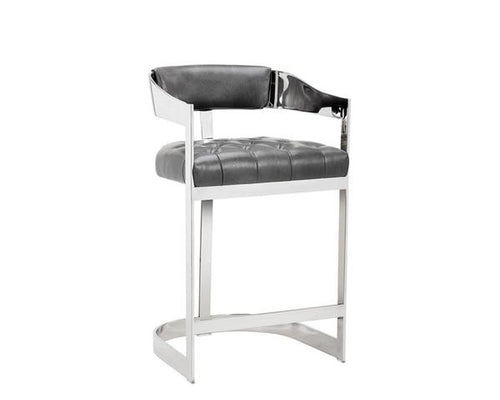 Beaumont Counter Stool - Stainless Steel/Cantina Magnetite