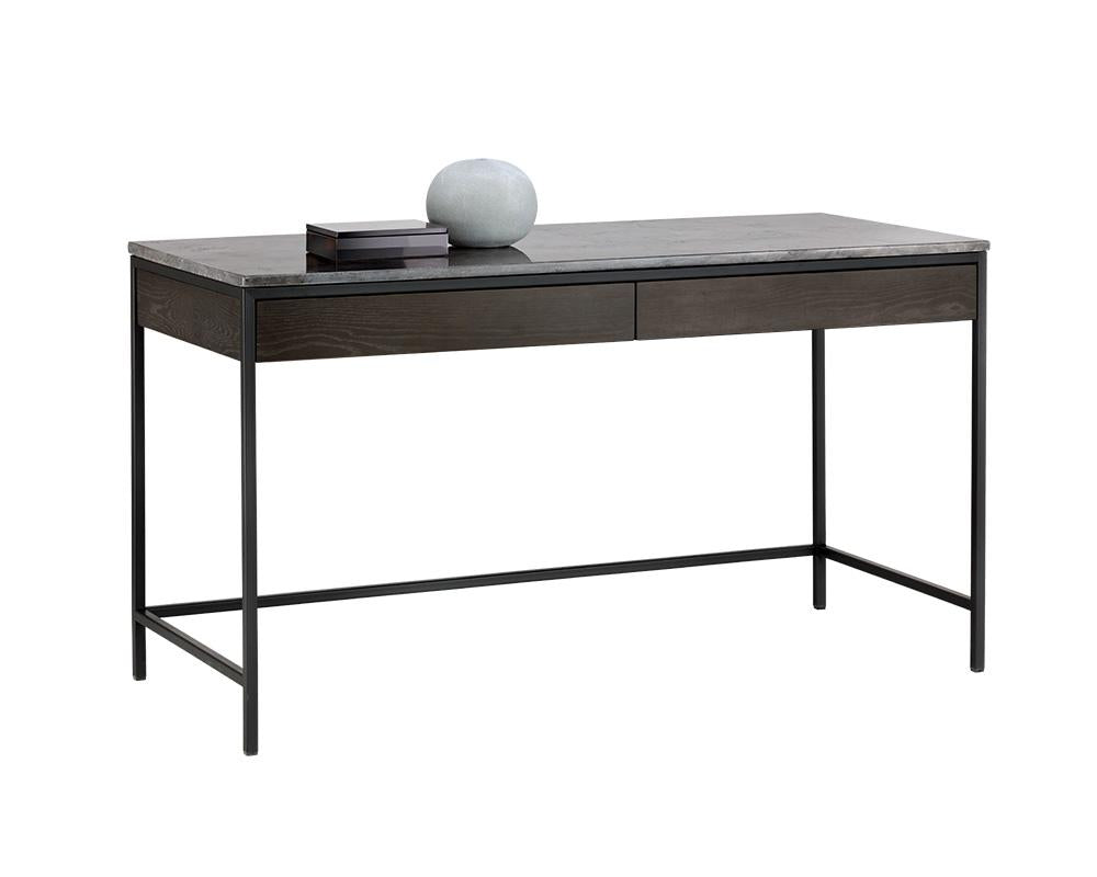 Picture of Stamos Desk - Black - Light Grey Marble/Charcoal Grey