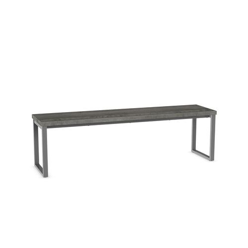 Modern bench with distressed solid wood seat and steel frame