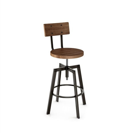 Modern adjustable wood counter stool with steel frame