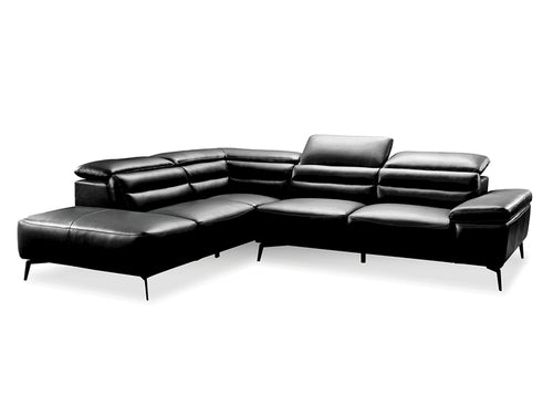 Camello Leather Sectional Black