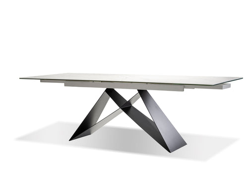 The W Extension Dining Table - White Carrera