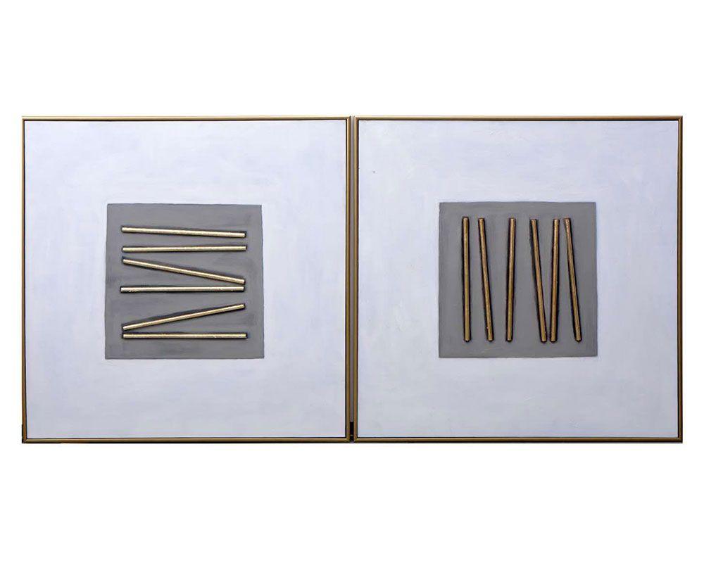 Picture of Pick Up Sticks (Set of 2) - 48" X 48" - Gold Floater Frame