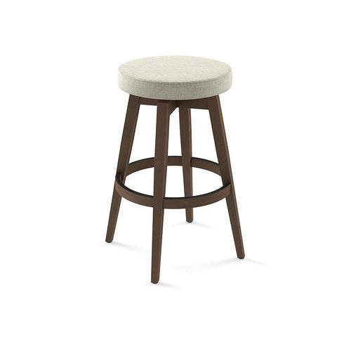 modern backless beige grey fabric counter swivel stool with metal legs