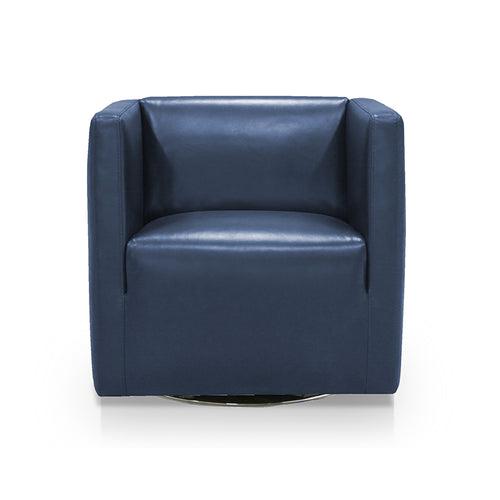 dark blue navy modern leather swivel arm chair