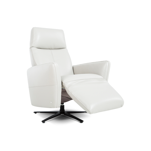 modern white top grain leather power reclining TV Chair with black star base