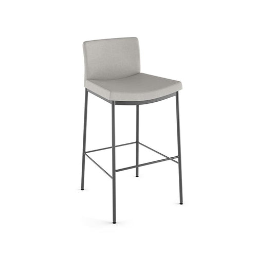 modern beige grey fabric counter stool with metal legs