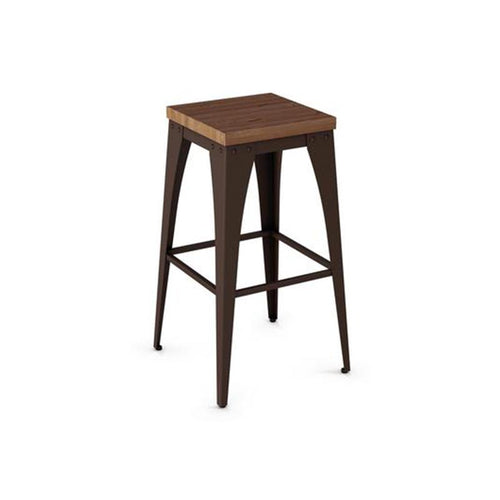 modern industrial rustic backless stool with wood seat