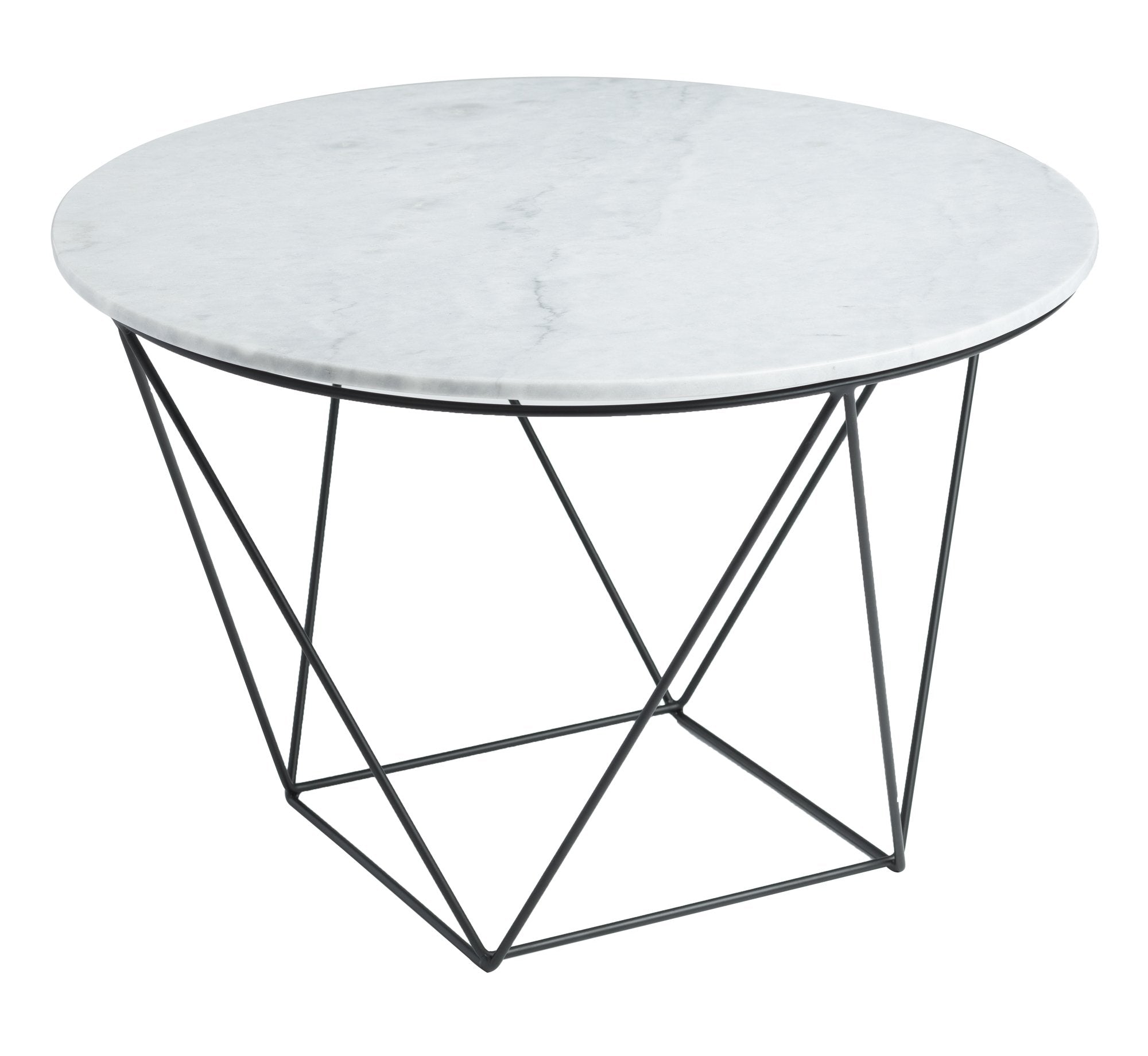 Picture of Valencia Round Side Table - White Marble/Black Matte