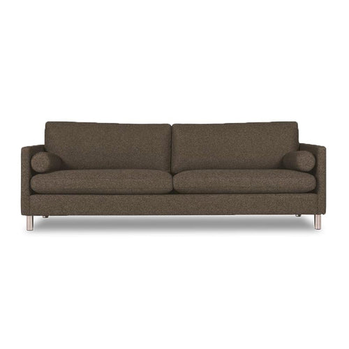 modern custom order brown fabric sofa with metal tube leg.