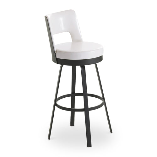 Modern stool with upholstered seat and metal frame