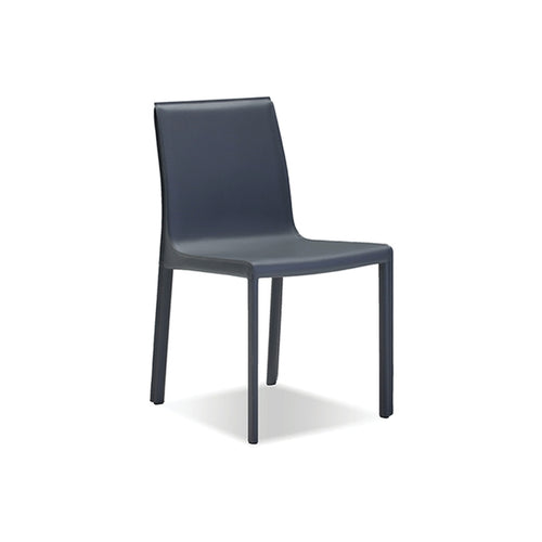 Dark grey modern full leather wrap dining chair