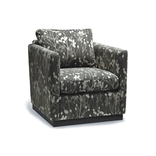Grey modern fabric swivel arm chair
