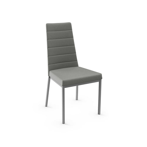 Grey modern fabric dining chair with metal base