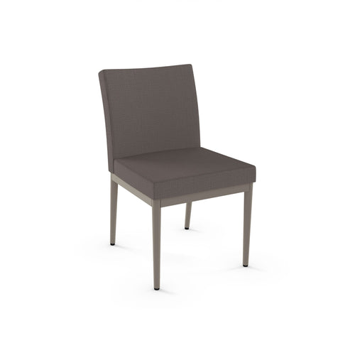 modern grey fabric custom order dining chair with grey metal frame