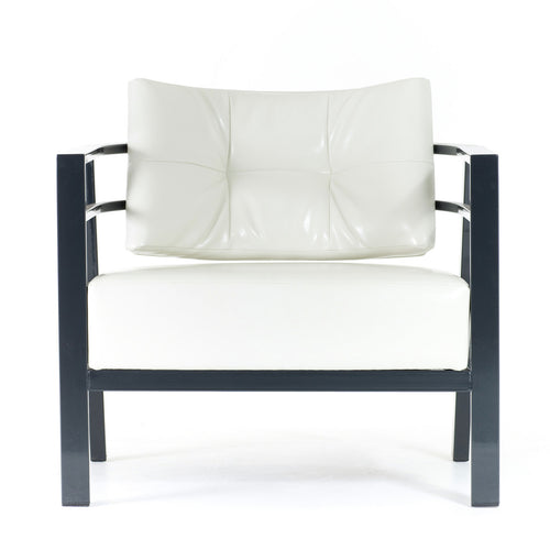 Modern upholstered arm chair with metal frame