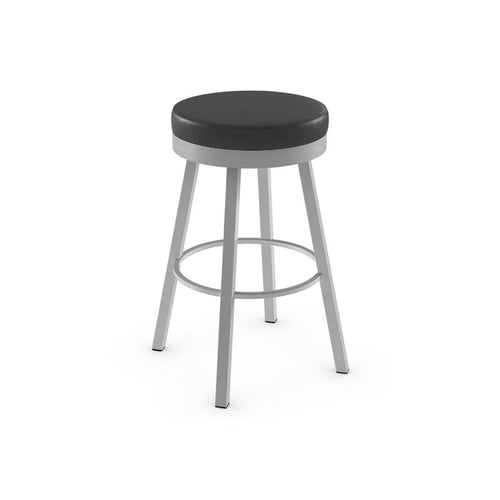 Black modern upholstered swivel counter stool with metal base