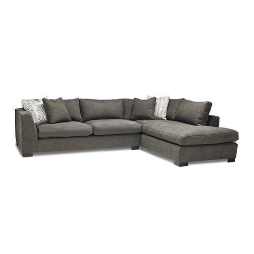 Grey modern fabric sectional, right hand facing