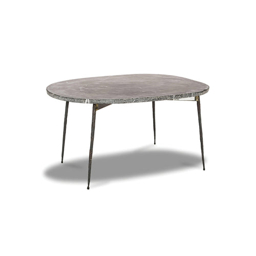 Black modern marble coffee table with unfinished iron legs
