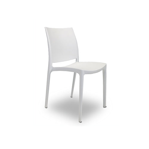 White modern plastic outdoor dining chair